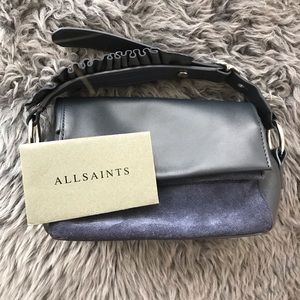 All Saints soft clutch navy